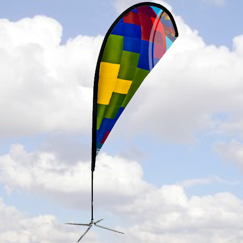 teardrop banner and flags